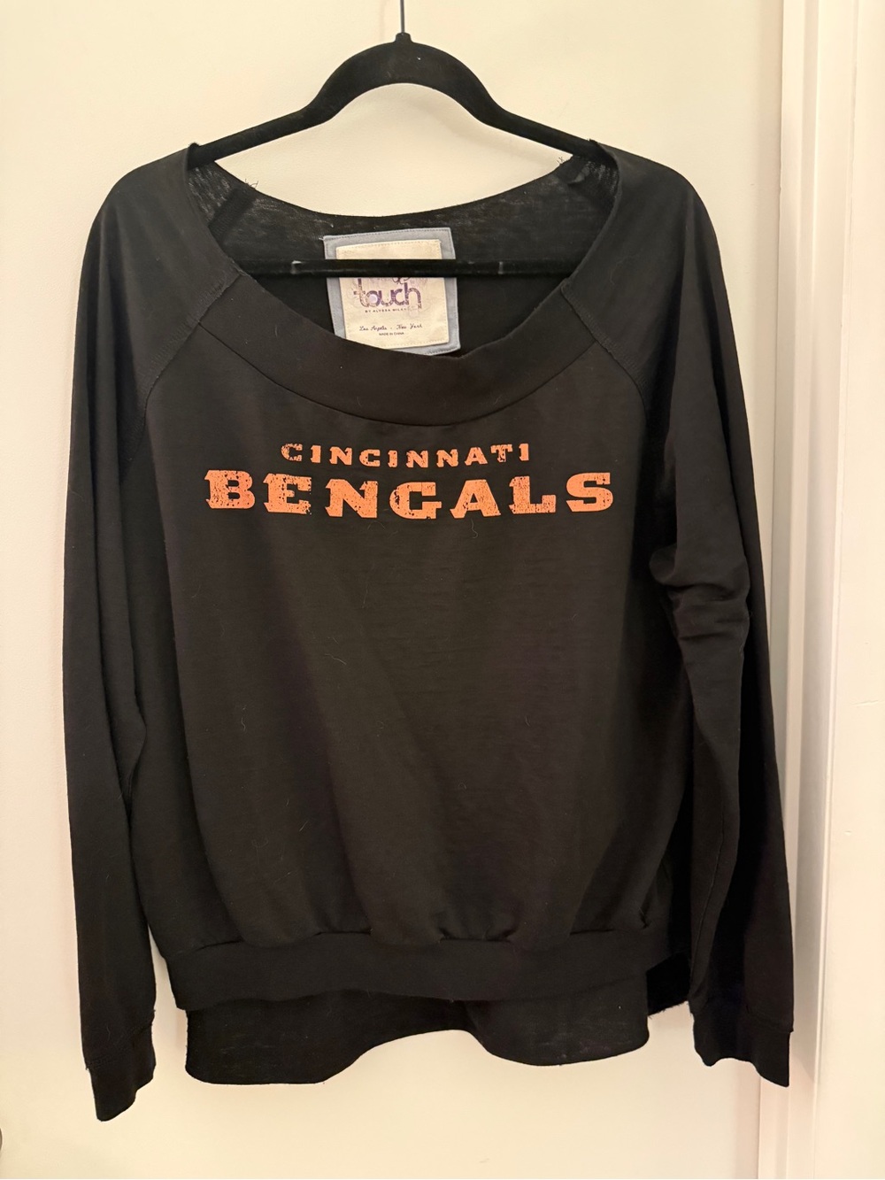 Cincinnati Bengals Oversized Long-sleeve Cut-off Top Size L/12/14/16